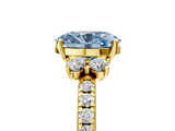 Yellow gold Fancy Blue Oval  Diamond Three-Stone Pave Band with Four-Prong Setting_25