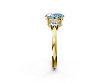 Yellow gold Fancy Blue Oval  Diamond Three-Stone Ring with Trapezoid Side Stones and Prong Setting_19