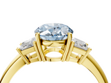 Yellow gold Fancy Blue Oval  Diamond Three-Stone Ring with Trapezoid Side Stones and Prong Setting_21