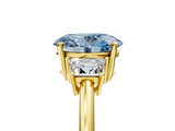 Yellow gold Fancy Blue Oval  Diamond Three-Stone Ring with Trapezoid Side Stones and Prong Setting_22
