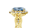 Yellow gold Fancy Blue Oval  Halo Diamond Engagement Ring with Filigree Band and Four-Prong Setting_86