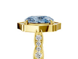 Yellow gold Fancy Blue Oval  Halo Diamond Engagement Ring with Milgrain Band and Four-Prong Setting_59