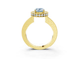 Yellow gold Fancy Blue Oval  Halo Diamond Engagement Ring with Milgrain Pave Band and Four-Prong Setting_15