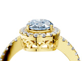 Yellow gold Fancy Blue Oval  Halo Diamond Engagement Ring with Pavé Band and Four-Prong Setting_103