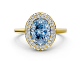 Yellow gold Fancy Blue Oval  Halo Diamond Engagement Ring with Solitaire Band and Four-Prong Setting_20