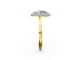 Yellow gold Fancy Blue Oval  Halo Diamond Engagement Ring with Solitaire Band and Four-Prong Setting_22