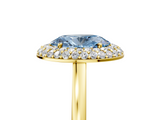 Yellow gold Fancy Blue Oval  Halo Diamond Engagement Ring with Solitaire Band and Four-Prong Setting_25