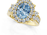 Yellow gold Fancy Blue Oval  Halo Diamond Engagement Ring with Split Shank and Four-Prong Setting_44