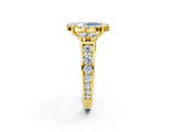 Yellow gold Fancy Blue Oval  Halo Diamond Engagement Ring with Split Shank and Four-Prong Setting_45