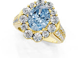 Yellow gold Fancy Blue Oval  Halo Diamond Engagement Ring with Split Shank and Prong Setting_67