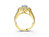 Yellow gold Fancy Blue Oval  Halo Diamond Engagement Ring with Split Shank and Prong Setting_69