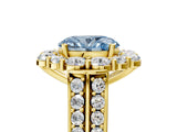 Yellow gold Fancy Blue Oval  Halo Diamond Engagement Ring with Split Shank and Prong Setting_71