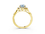 Yellow gold Fancy Blue Oval  Halo Diamond Engagement Ring with Twisted Band and Four-Prong Setting 4