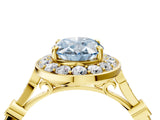Yellow gold Fancy Blue Oval  Halo Diamond Engagement Ring with Twisted Band and Four-Prong Setting 5