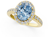 Yellow gold Fancy Blue Oval  Halo Diamond Pavé Band Ring with Prong Setting_20
