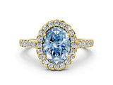Yellow gold Fancy Blue Oval  Halo Diamond Pavé Solitaire Ring_75