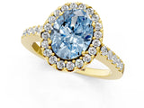 Yellow gold Fancy Blue Oval  Halo Diamond Pavé Solitaire Ring_76