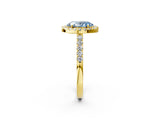 Yellow gold Fancy Blue Oval  Halo Diamond Pavé Solitaire Ring_77