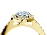 Yellow gold Fancy Blue Oval  Halo Diamond Pavé Solitaire Ring_79
