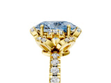 Yellow gold Fancy Blue Oval  Halo Diamond Pave Band Ring with Four-Prong Setting_20