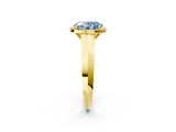 Yellow gold Fancy Blue Oval  Halo Diamond Ring with Cathedral Band and Four-Prong Setting_51