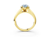 Yellow gold Fancy Blue Oval  Halo Diamond Ring with Cathedral Band and Four-Prong Setting_52