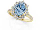 Yellow gold Fancy Blue Oval  Halo Diamond Ring with Pavé Band and Prong Setting_38