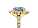 Yellow gold Fancy Blue Oval  Halo Diamond Ring with Pavé Band and Prong Setting_42