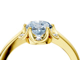 Yellow gold Fancy Blue Oval  Halo Diamond Ring with Round Cluster Setting, Solitaire Band, and Four-Prong Setting_52