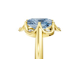 Yellow gold Fancy Blue Oval  Halo Diamond Ring with Round Cluster Setting, Solitaire Band, and Four-Prong Setting_53