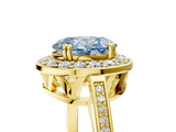 Yellow gold Fancy Blue Oval  Halo Diamond Ring with Split Shank and Four-Prong Setting_66