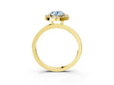 Yellow gold Fancy Blue Oval  Halo Diamond Solitaire with Pavé Band and Four-Prong Setting_74