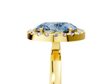 Yellow gold Fancy Blue Oval  Halo Diamond Solitaire with Pavé Band and Four-Prong Setting_76