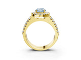Yellow gold Fancy Blue Oval  Halo Diamond Split Shank Engagement Ring with Prong Setting_62
