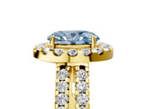 Yellow gold Fancy Blue Oval  Halo Diamond Split Shank Engagement Ring with Prong Setting_64