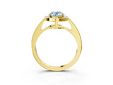 Yellow gold Fancy Blue Oval  Halo Pavé Diamond Engagement Ring with Bezel Setting_40