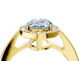 Yellow gold Fancy Blue Oval  Halo Pavé Diamond Engagement Ring with Bezel Setting_41