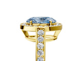 Yellow gold Fancy Blue Oval  Halo Pavé Diamond Engagement Ring with Bezel Setting_42
