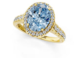 Yellow gold Fancy Blue Oval  Halo Pavé Diamond Engagement Ring with Four-Prong Setting_32