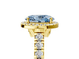 Yellow gold Fancy Blue Oval  Halo Pavé Diamond Engagement Ring with Four-Prong Setting_36