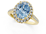 Yellow gold Fancy Blue Oval  Halo Pavé Diamond Engagement Ring with Four-Prong Setting_4