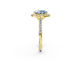 Yellow gold Fancy Blue Oval  Halo Pavé Diamond Engagement Ring with Four-Prong Setting_5