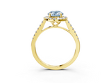 Yellow gold Fancy Blue Oval  Halo Pavé Diamond Engagement Ring with Four-Prong Setting_6