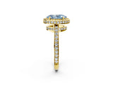 Yellow gold Fancy Blue Oval  Halo Pave Band Solitaire Ring with Prong Setting_67