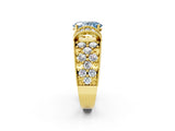 Yellow gold Fancy Blue Oval  Halo Pave Diamond Engagement Ring with Milgrain Detailing_51