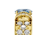 Yellow gold Fancy Blue Oval  Halo Pave Diamond Engagement Ring with Milgrain Detailing_54