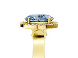 Yellow gold Fancy Blue Oval  Halo Pave Split Shank Prong Setting Ring_38