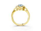 Yellow gold Fancy Blue Oval  Halo Round Diamond Milgrain Pave Engagement Ring_6