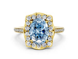 Yellow gold Fancy Blue Oval  Halo Round Diamond Pave Band with Four-Prong Setting_39
