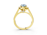 Yellow gold Fancy Blue Oval  Halo Solitaire Diamond Ring with Pave Band and Bezel Setting_52